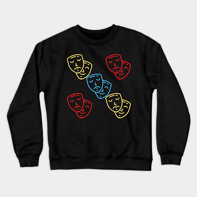 Colorful Theatre Pattern Mask Crewneck Sweatshirt by Teatro